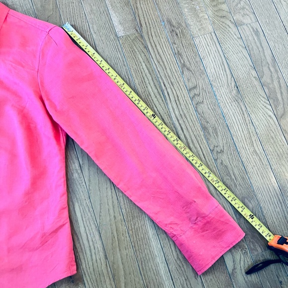 J. Crew Coral Linen Blend Long Sleeve Perfect Shirt size 8 - Picture 6 of 8